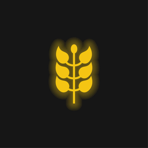 Větev s listy žlutě zářící neonovou ikonou - Vektor, obrázek