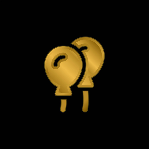 Globos chapado en oro icono metálico o logo vector - Vector, imagen