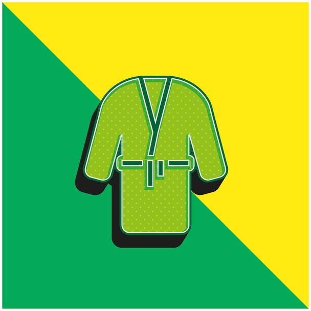 Albornoz verde y amarillo moderno vector 3d icono logotipo - Vector, Imagen
