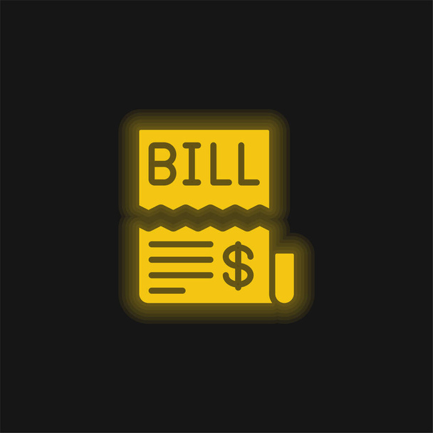 Icône néon brillant Bill jaune - Vecteur, image