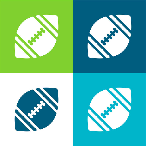 American Football Flat set icona minimale quattro colori - Vettoriali, immagini