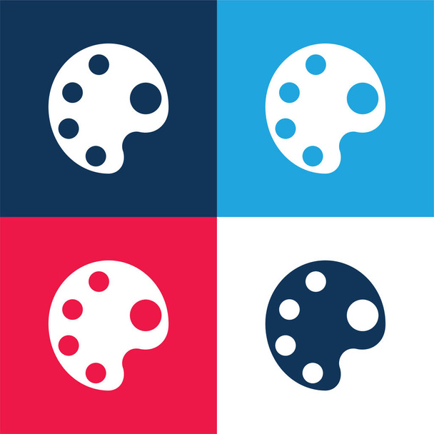 Grande palette de peinture bleu et rouge ensemble d'icônes minimes quatre couleurs - Vecteur, image