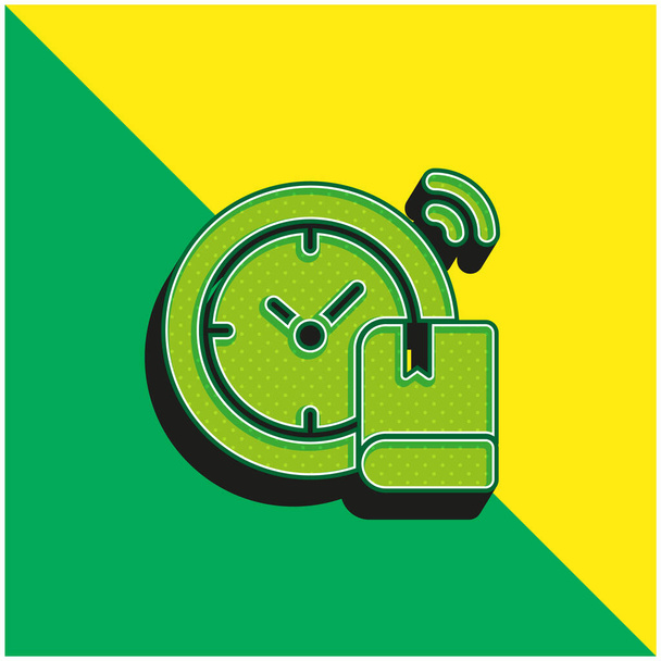 Okula Dönüş Yeşil ve Sarı 3D modern vektör simgesi logosu - Vektör, Görsel
