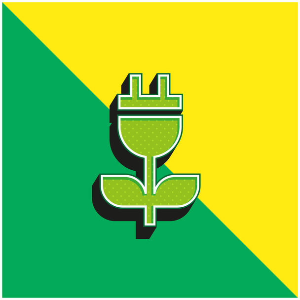 Bioenergia Vihreä ja keltainen moderni 3d vektori kuvake logo - Vektori, kuva