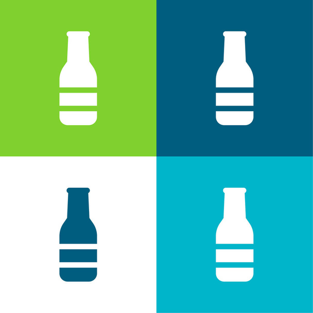 Μπουκάλι Μπύρας Επίπεδη τέσσερις χρώμα ελάχιστο σύνολο εικονίδιο - Διάνυσμα, εικόνα