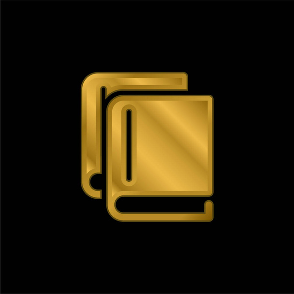 Książki pokrywające się Porozumienia złocone metaliczna ikona lub wektor logo - Wektor, obraz
