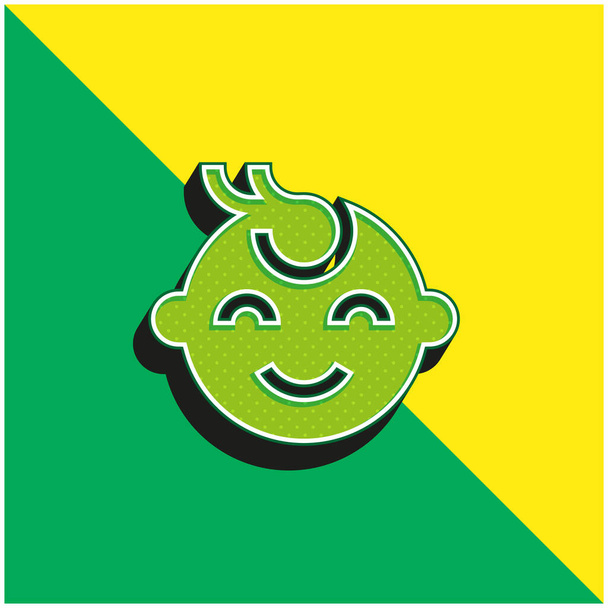 Baby Boy verde y amarillo moderno logotipo del icono del vector 3d - Vector, Imagen