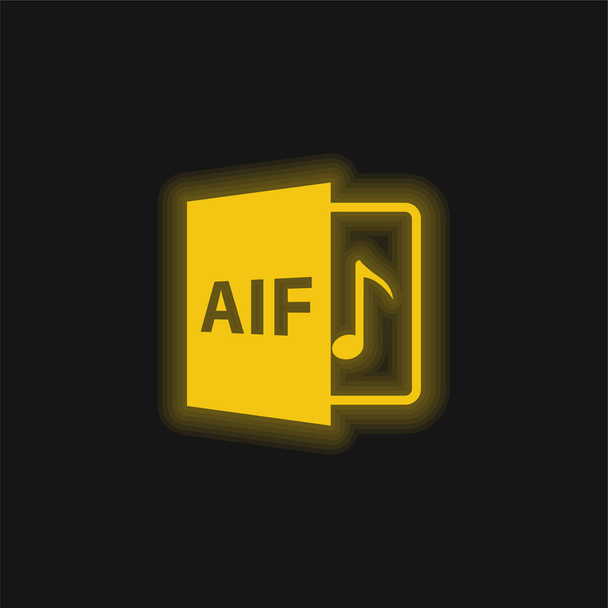 Formato de arquivo Aif Símbolo amarelo brilhante ícone de néon - Vetor, Imagem