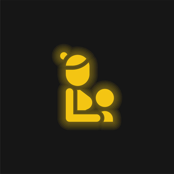 Karmienie piersią żółty świecący neon ikona - Wektor, obraz