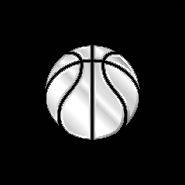 Basketbal verzilverd metalen icoon - Vector, afbeelding