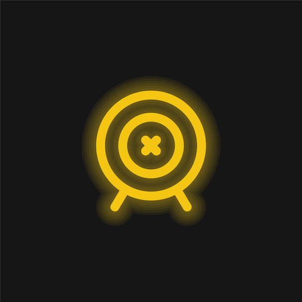 Boogschieten Doelwit geel gloeiend neon pictogram - Vector, afbeelding