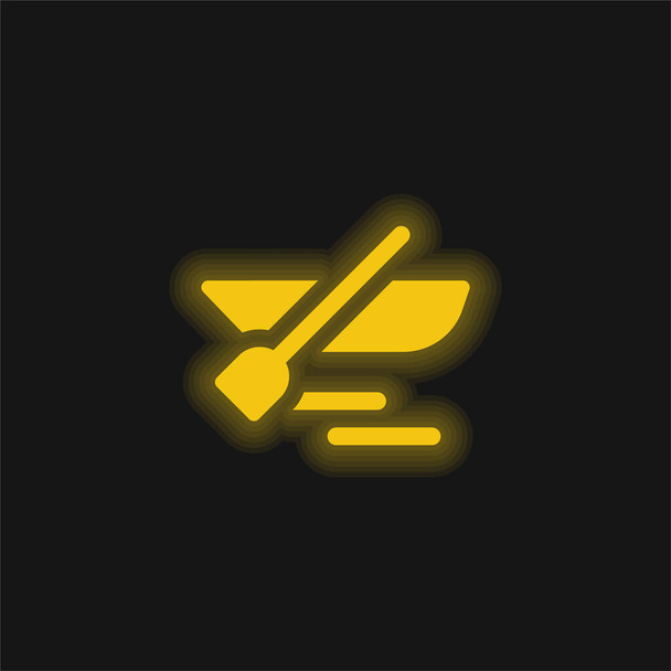 Bateau jaune flamboyant icône néon - Vecteur, image