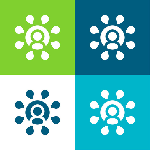 Afiliado Piso de cuatro colores mínimo icono conjunto - Vector, imagen