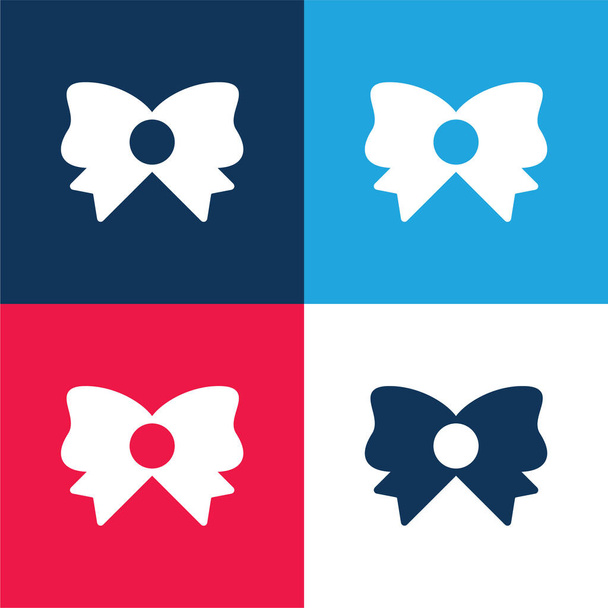 Fiocco blu e rosso quattro colori set icona minima - Vettoriali, immagini