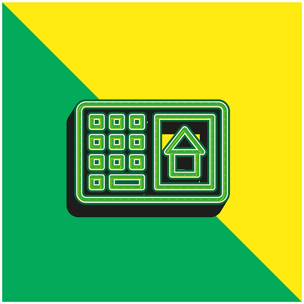 Alarma verde y amarillo moderno vector 3d icono logotipo - Vector, imagen