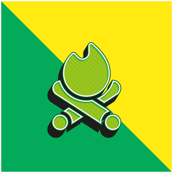 Bonfire Zielony i żółty nowoczesny ikona wektora 3D logo - Wektor, obraz