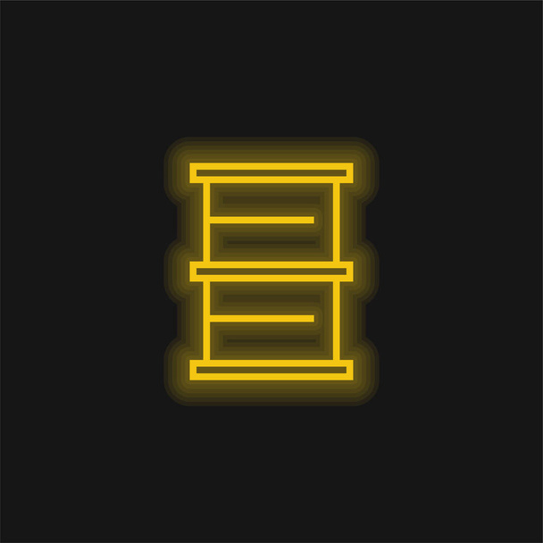 Vat geel gloeiende neon pictogram - Vector, afbeelding