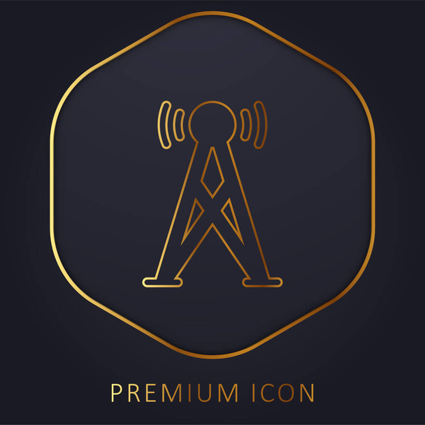 Antena línea dorada logotipo premium o icono - Vector, Imagen