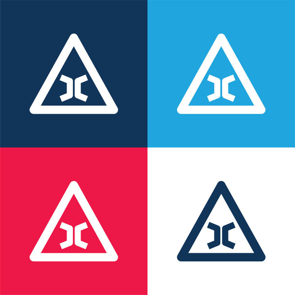 Pont signe bleu et rouge quatre couleurs minimum icône ensemble - Vecteur, image