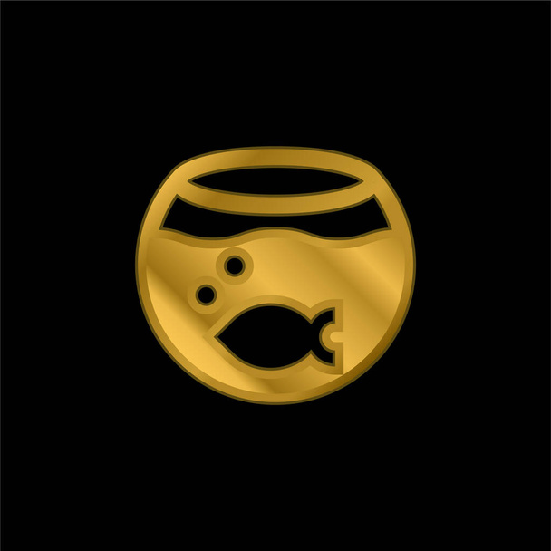 Akvaario kullattu metallinen kuvake tai logo vektori - Vektori, kuva