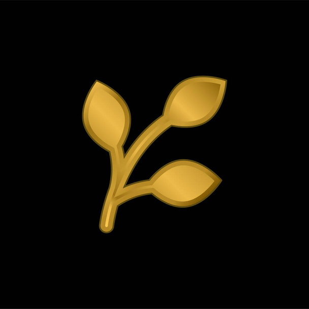 Branch gold plated metalic icon or logo vector - Vector, Image