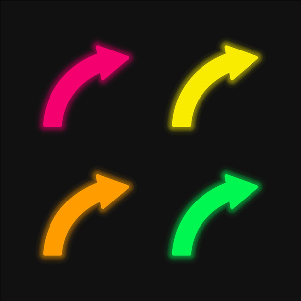 Freccia ascendente quattro colori incandescente icona vettoriale al neon - Vettoriali, immagini
