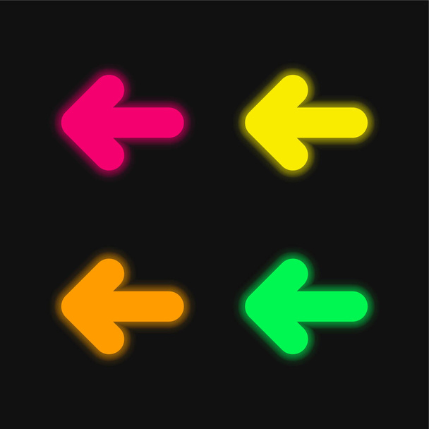 Back four color glowing neon vector icon - Vector, Image