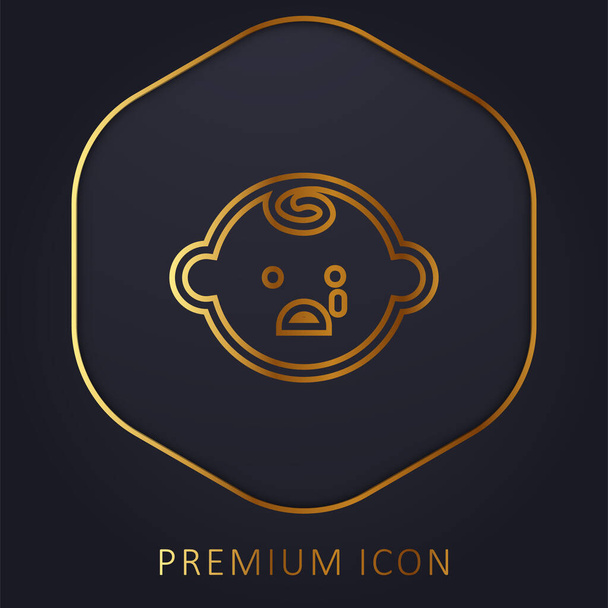 Baby Face Llorando línea dorada logotipo premium o icono - Vector, imagen