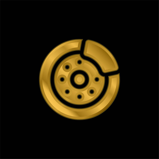 Freno Disco chapado en oro icono metálico o logo vector - Vector, Imagen