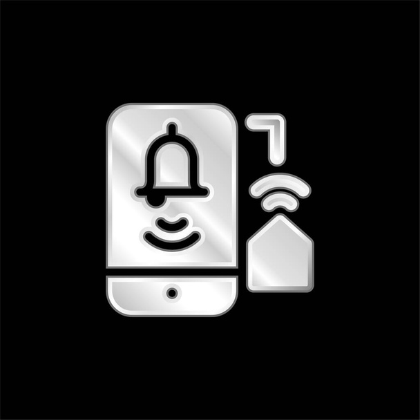 icône métallique argentée d'alarme - Vecteur, image