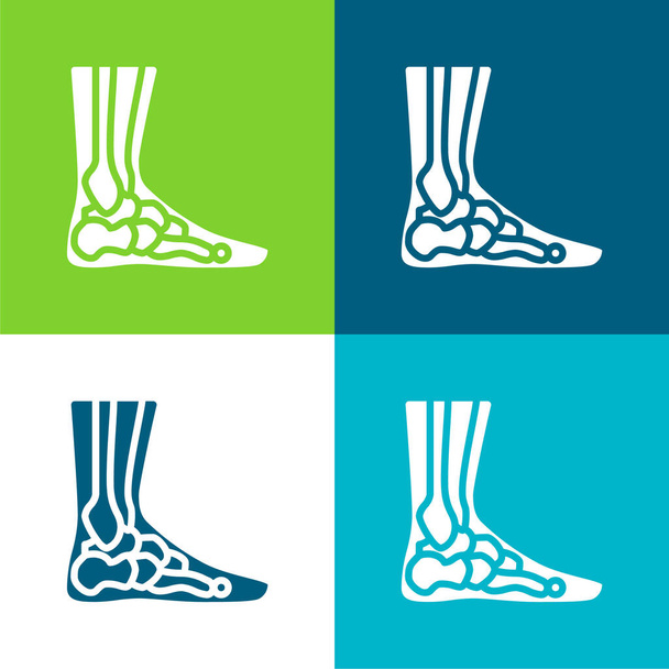 Ankle Flat conjunto de iconos mínimos de cuatro colores - Vector, Imagen