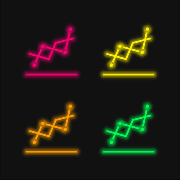 Analytics vier kleuren gloeiende neon vector icoon - Vector, afbeelding