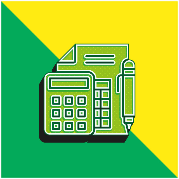 Contabilidad verde y amarillo moderno vector 3d icono del logotipo - Vector, Imagen