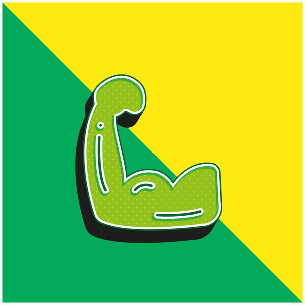 Biceps Groen en geel modern 3D vector icoon logo - Vector, afbeelding