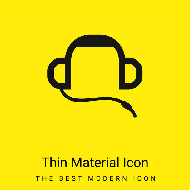 Auriculares mínimo icono de material amarillo brillante - Vector, imagen