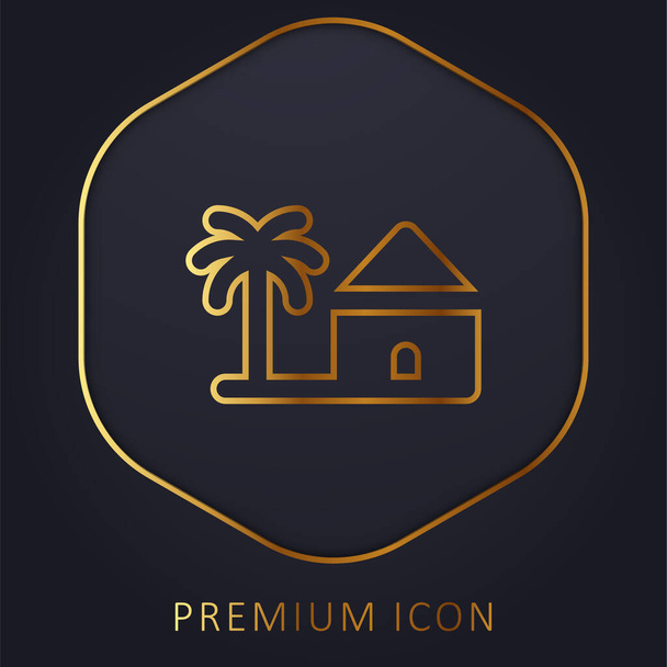 Beach zlatá čára prémie logo nebo ikona - Vektor, obrázek