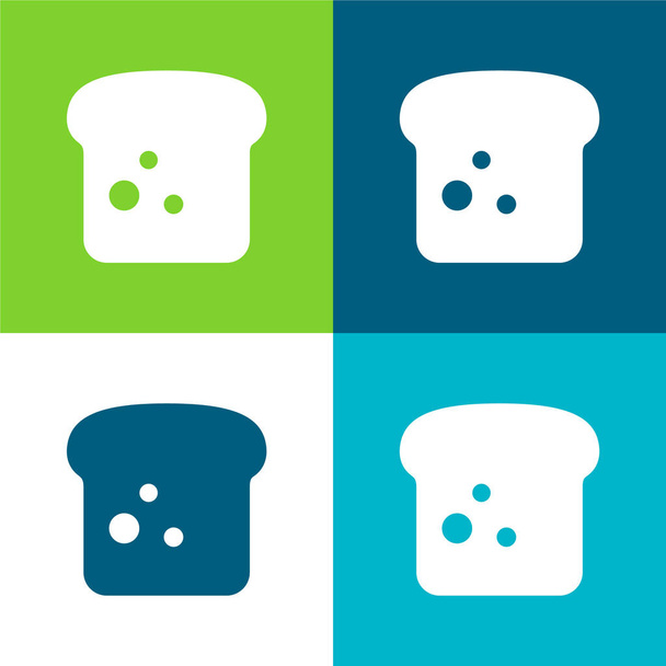 Ψωμί Επίπεδη τέσσερις χρώμα ελάχιστο σύνολο εικονίδιο - Διάνυσμα, εικόνα