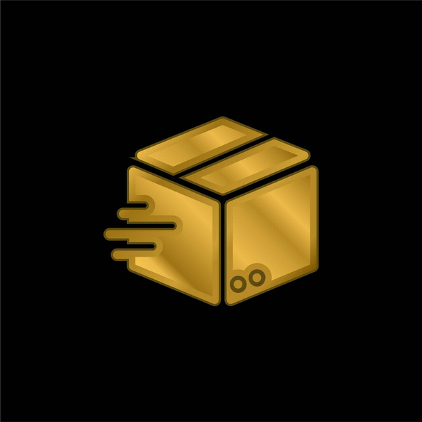 Box gold plated metalic icon or logo vector - Vector, Image