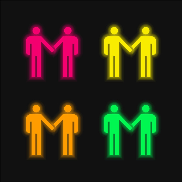 Sopimus neljä väriä hehkuva neon vektori kuvake - Vektori, kuva