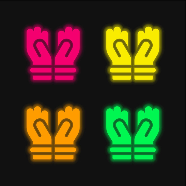 Bénis quatre couleurs rougeoyantes icône vectorielle néon - Vecteur, image