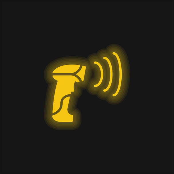 バーコードスキャナ黄色の輝くネオンアイコン - ベクター画像
