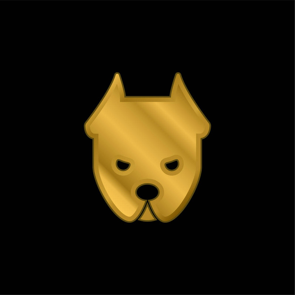 Angry Dog gold plated metalic icon or logo vector - Vector, Image