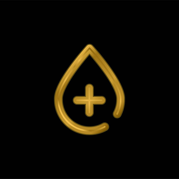 Blood Drop złocone metaliczna ikona lub wektor logo - Wektor, obraz