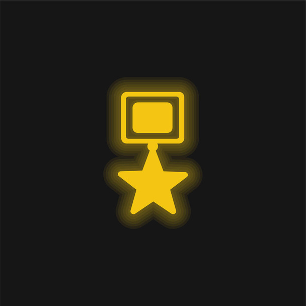 Achievement Star Award Symbool geel gloeiend neon pictogram - Vector, afbeelding
