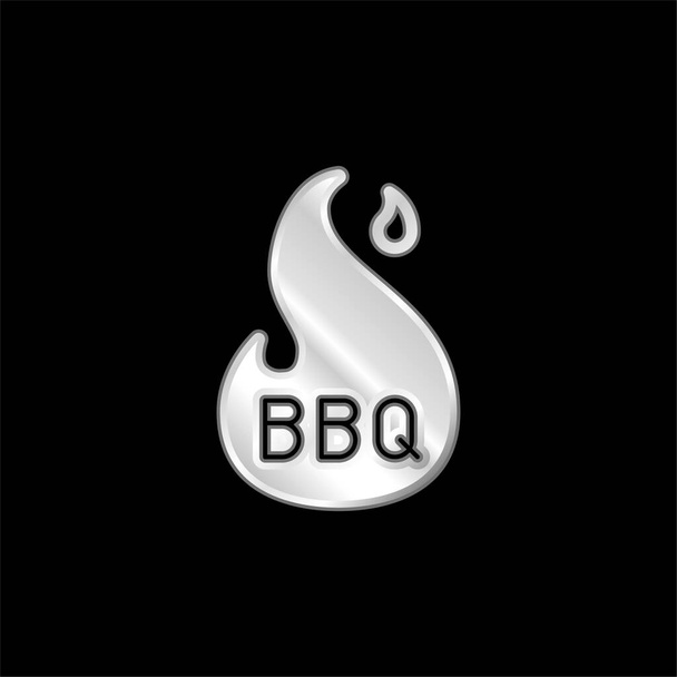Bbq silver plated metallic icon - Vector, Image