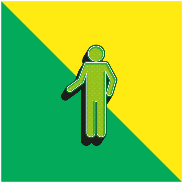 Silueta básica verde y amarillo moderno vector 3d icono logotipo - Vector, imagen
