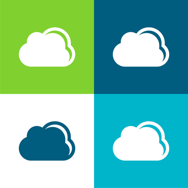 Black Cloud Weather Symbol Conjunto de ícones mínimos de quatro cores planas - Vetor, Imagem
