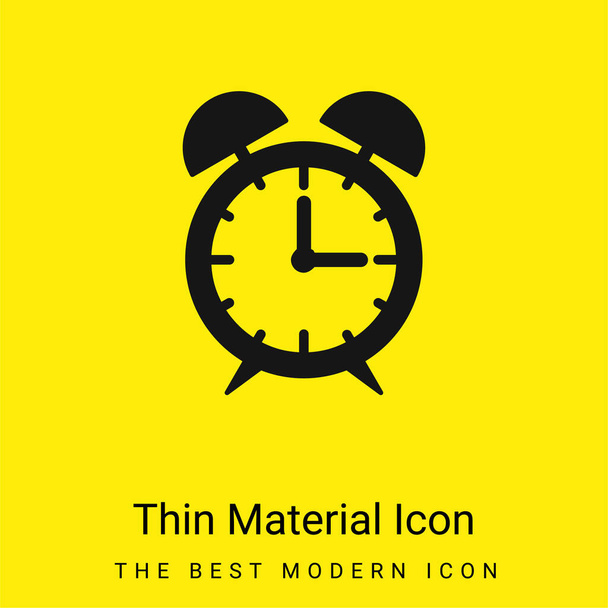 Relógio de alarme mínimo ícone material amarelo brilhante - Vetor, Imagem