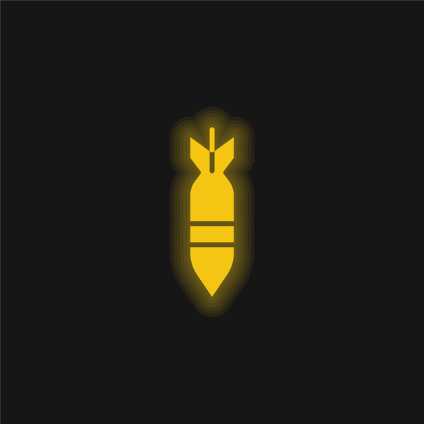 爆弾黄色の輝くネオンアイコン - ベクター画像