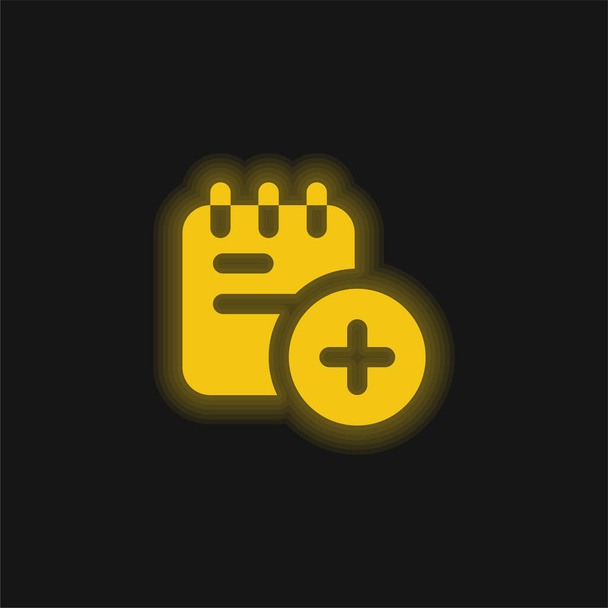 Añadir amarillo brillante icono de neón - Vector, imagen